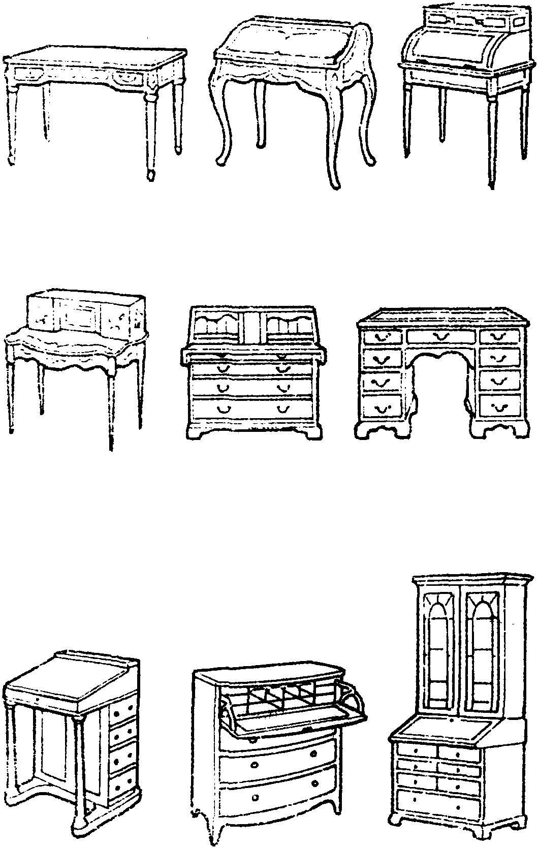 各類(lèi)書(shū)桌樣式圖